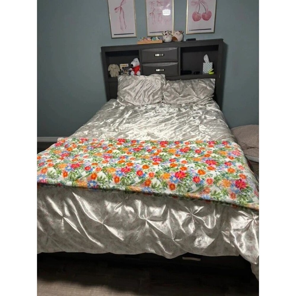 satin silk floral bed set comforter for full/queen